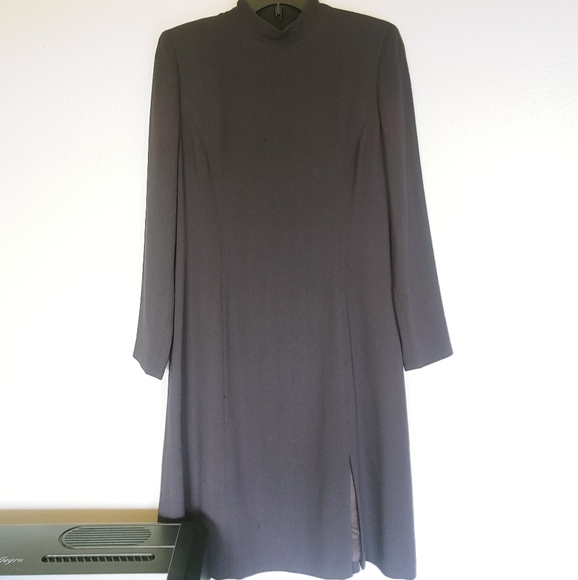 Ellen Tracy Charcoal Grey Dress Long Sleeve - Picture 12 of 14